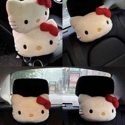 Hello Kitty Heart Cartoon Cute Girl Car Headrest Cat Neck Pillow Soft Travel Pillow for Vehicle Seat Back