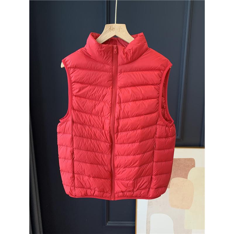 Women's Stand Collar Down Vest Sleeveless 90% White Duck Down Lightweight Winter Plus Size Waistcoat Gilet