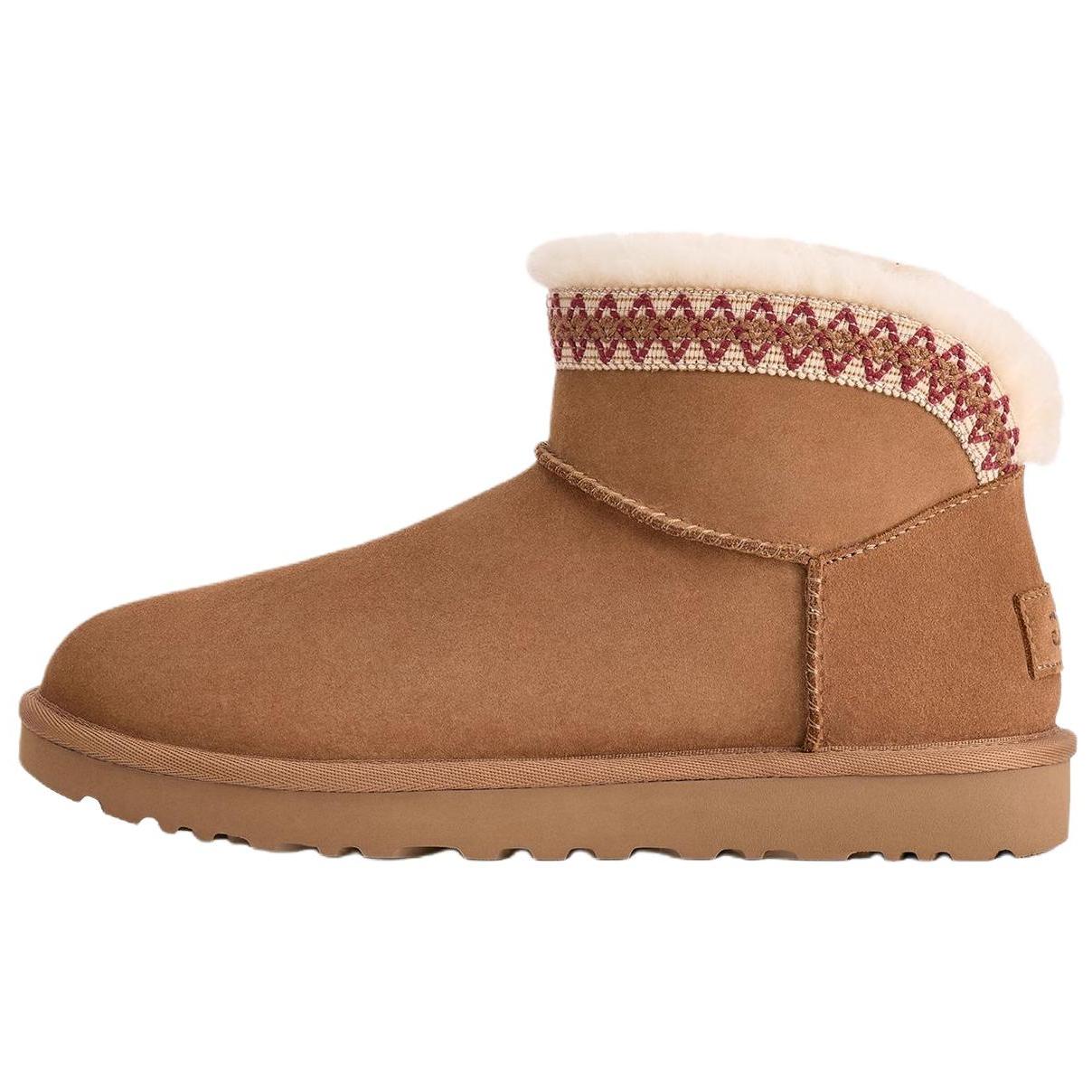 UGG Classic Novelty Cow Split Leather Fleece Lined, Fashion Round Tip Snow Boots Women s 1174496-CHE 36