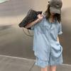 Tencel Denim Two-Piece Set: Women's Short-Sleeve Shirt & Shorts, Summer 2025 Style
