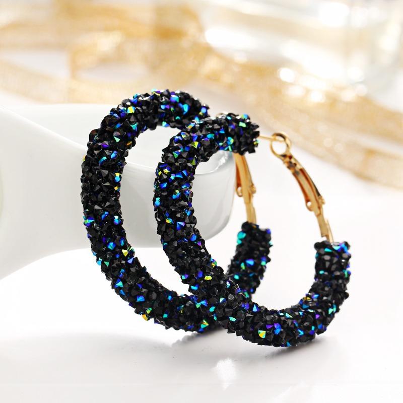 Fashion Geometric Broken Diamond Round Earrings Exaggerated Full Diamond Circle Crystal Earrings Women Elegant Jewelry Earring