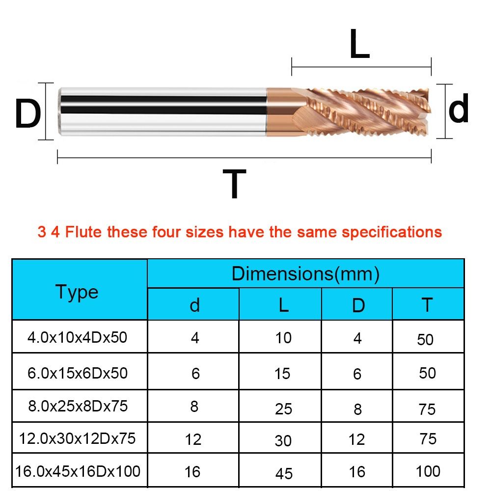 4mm 6mm 8mm12mm 16mm Shank Milling Cutters HRC55 CNC Router Bit  Aluminum Steel Machining