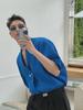 Men's Stylish V-Neck Waffle Collar Shirt - Short Sleeved & Loose Fit