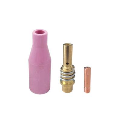 3 szt. Uchwyt końcówki 15AK Dysza ceramiczna Końcówki kontaktowe Materiały eksploatacyjne do palnika spawalniczego gazowego 0,8 mm/1,0 mm/1,2 mm MIG MAG