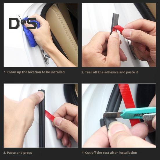 1 Roll Car Door Sealing Strip Noise Reduction Windproof Water-Resistant Self Adhesive Strong Stickiness Easy To Install Auto Door Rubber Seal Strip