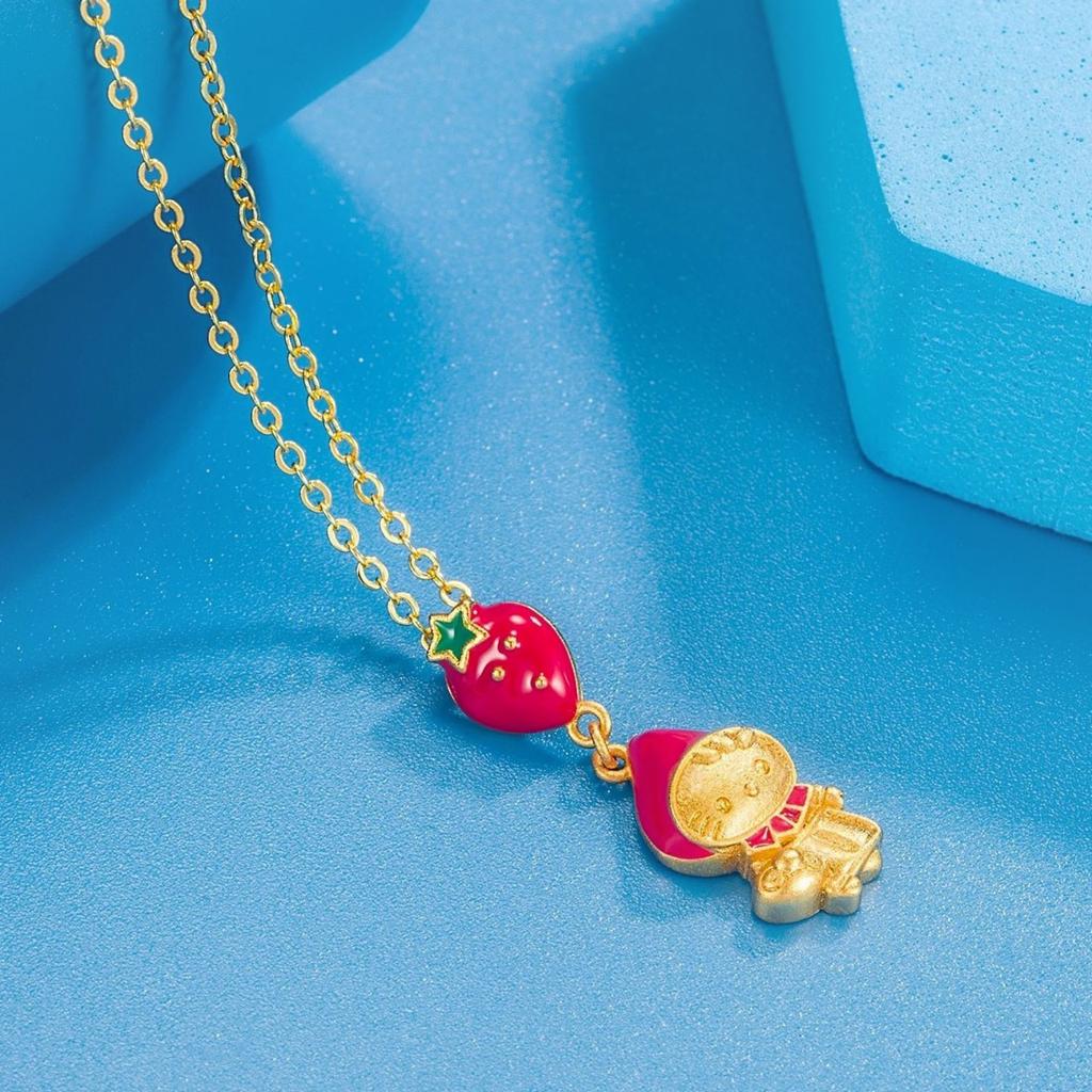 Laos Sand Gold Plating Gold Strawberry Little Red Hat Pendant