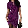 Floral Splicing Short Sleeve Dress With Polyester Fabric For Casual And Party Wear