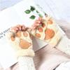 Women Bear Plush Cat Paw Claw Gloves Winter Faux Fur Cute Kitten Fingerless Mittens Gloves Christmas Halloween For Womens Girls
