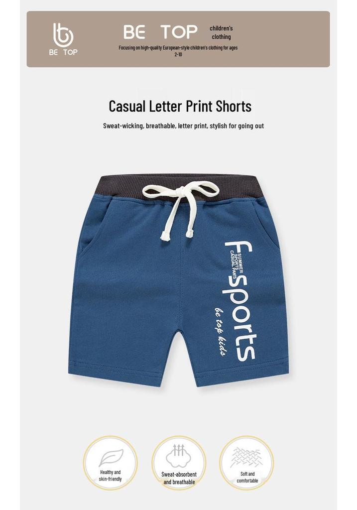 2026 New Summer Korean Style Boys' Letter Print Shorts