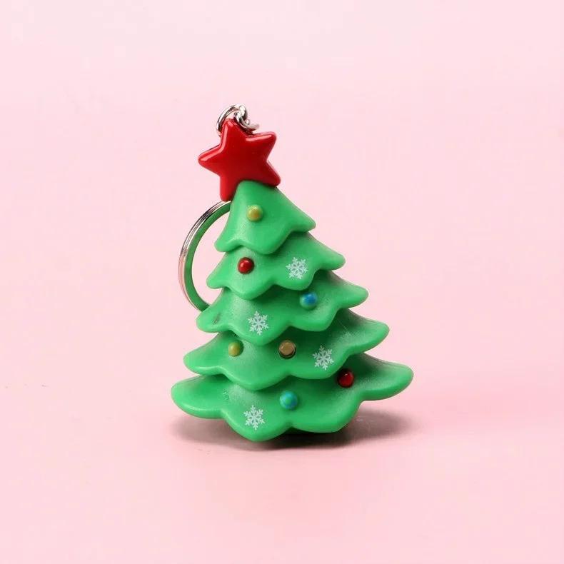 Santa Claus Christmas Snowman Christmas Tree LED Sounding Luminous Keychain Pendant Christmas Creative Gifts