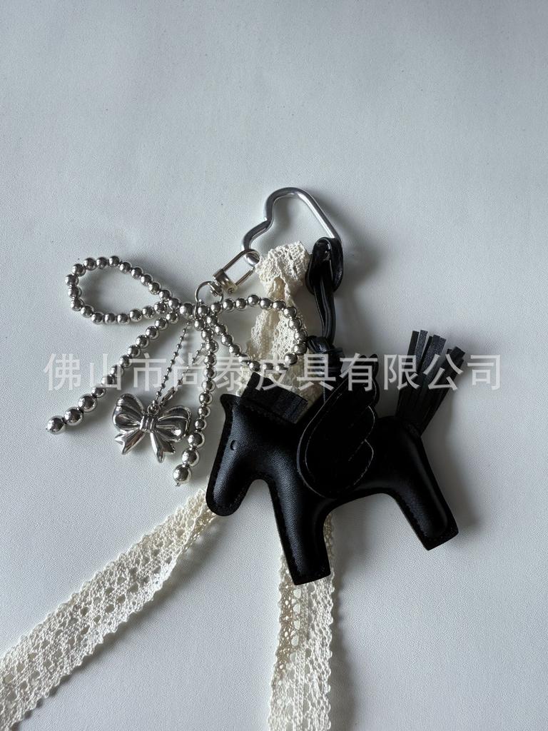 Angel Pegasus Pendant PU Leather Bag Pendant Key Bow Tassel Accessories Cute Cartoon Pendant
