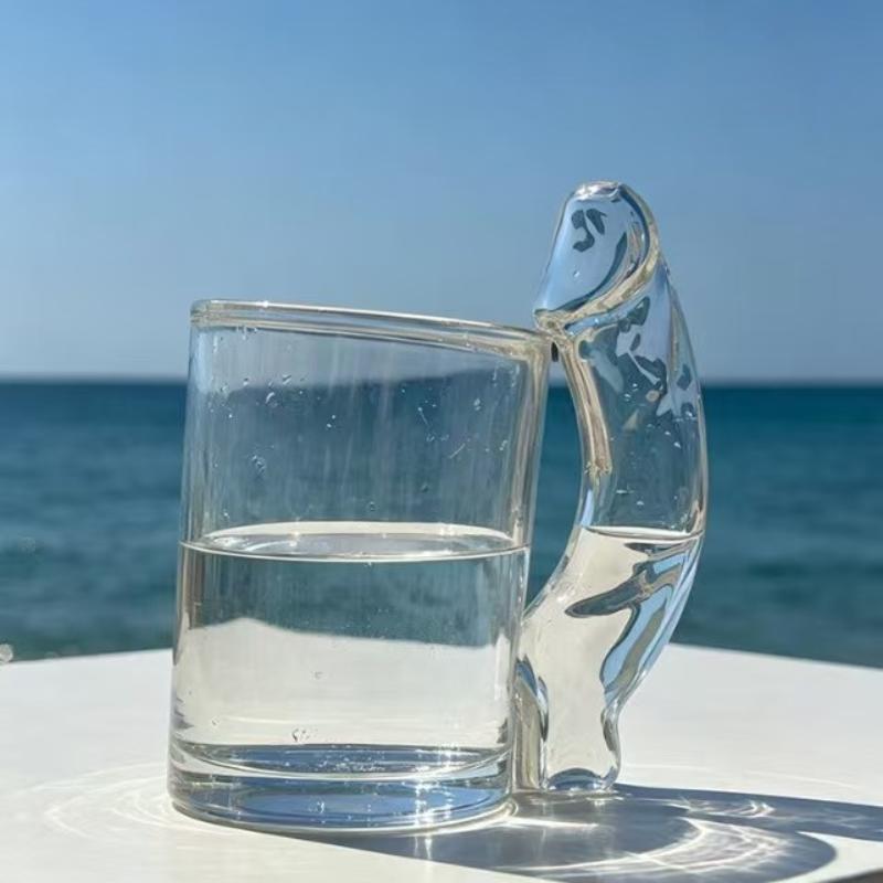 D-Cup Shaped Transparent Cocktail Glass Lead-Free Large Capacity Drinking Cup for Home Bar Holiday Gift