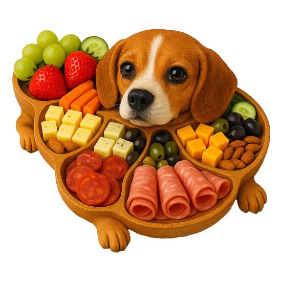 Wooden Serving Tray with Multiple Compartments Rustic Dog Shape Cheese Meat Fruit Snack Board for Parties Family Dinners Farmhouse Decor Gift