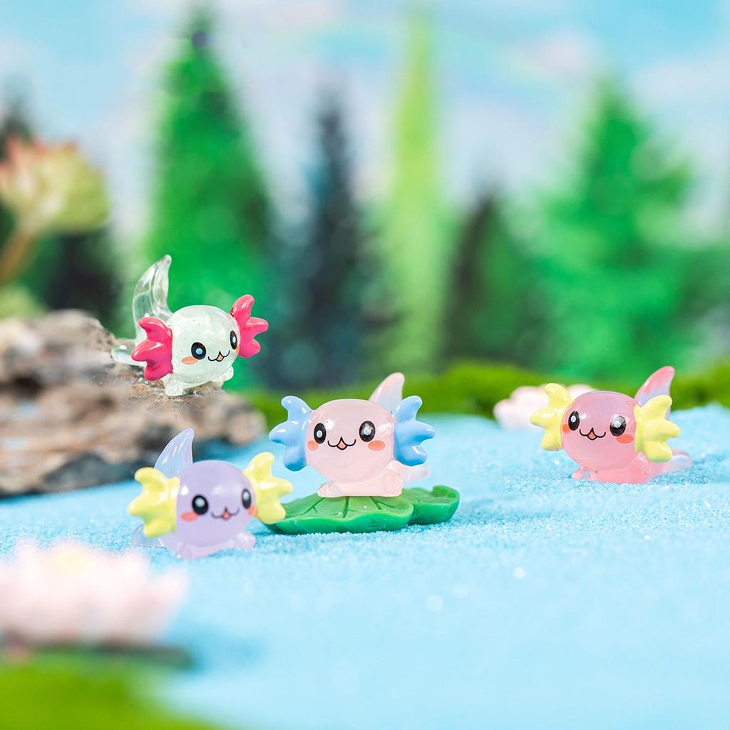 50-100 KS Svítící axolotli miniatury Ambystoma Mexicanum Svítí v noci Roztomilá zvířátka Akvárium Mech Mikro krajina Dekorace