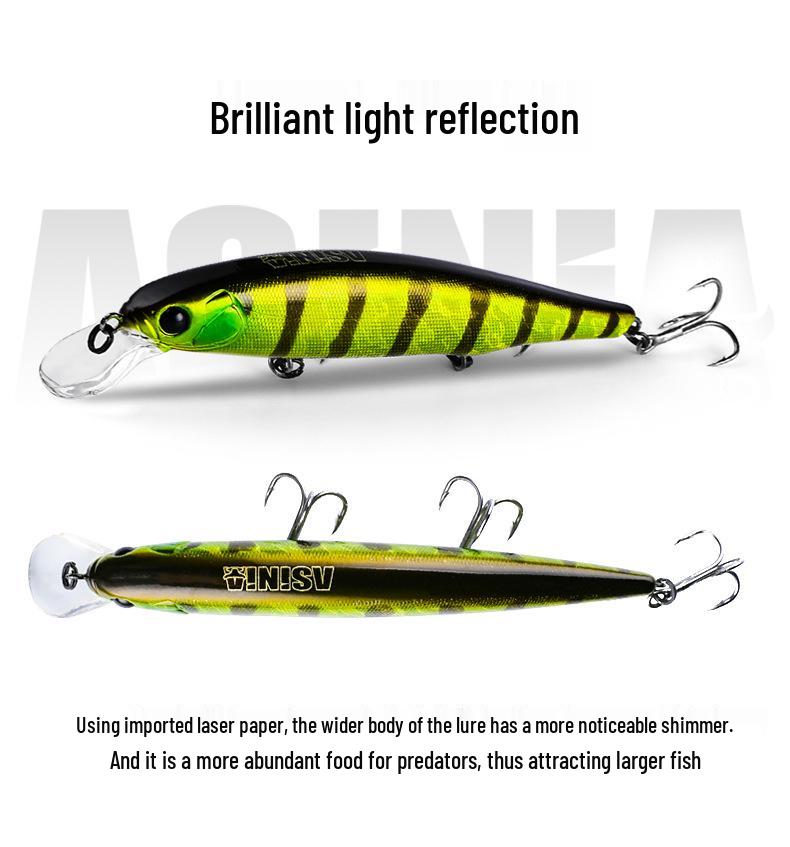 Green Ball 111mm, 15g Long-Cast Sinking Minnow: Rattling Hard Bait for Bass, Pike, Perch - Free Shipping