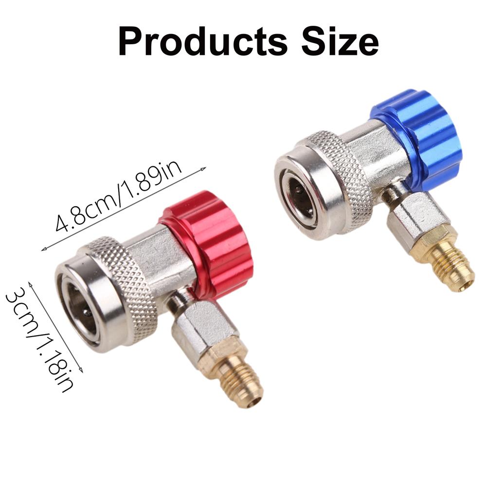R134A Adapter Set Cooling Systems Maintenance Set High and Low Pressure Quick Coupling Adapters Set Brass Texture