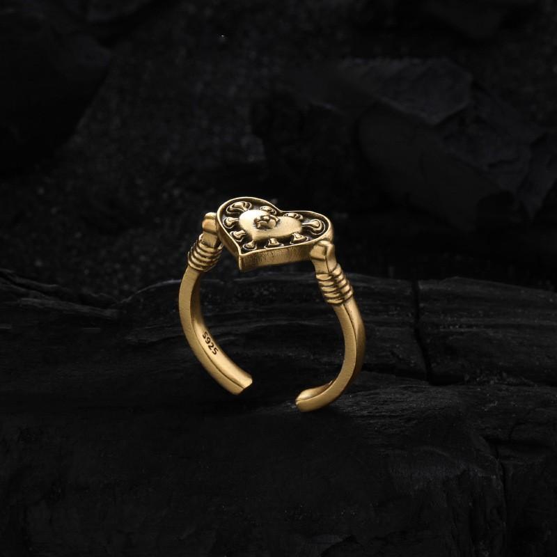 Sophisticated Antique Gold Adjustable Ring For Women With Unique Geometric Zircon Design