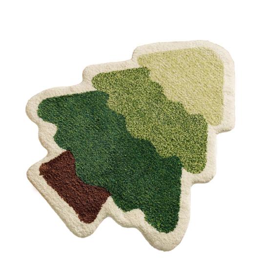 Yousheng Christmas Bathroom Rug Mat Xmas Tree Santa Clauds Shape Design Water Absorbent Floor Mat Home Decor for Kitchen Living Room Bathroom