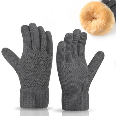 Double Layer Touch Screen Gloves for Men with Velvet Warmth and Thick Autumn and Winter Cold Protection Outdoor Knitted Gloves