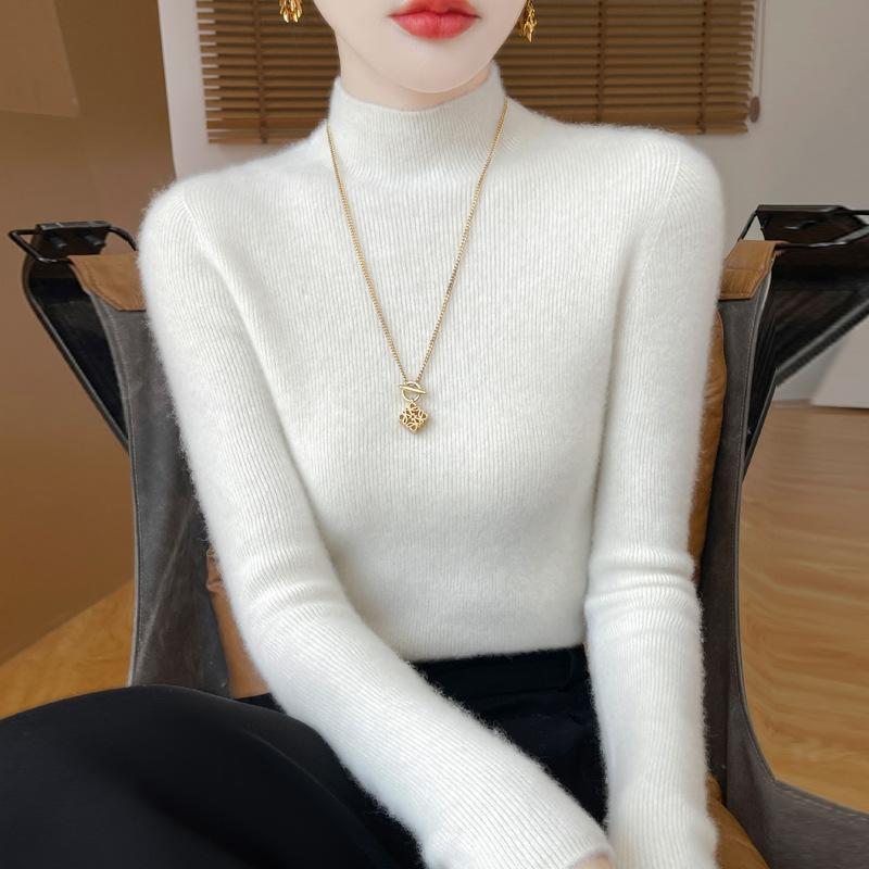 DAFIFY Damenmode, lässig, Herbst/Winter, einfarbig, mit langem Ärmel, halber Rollkragenpullover