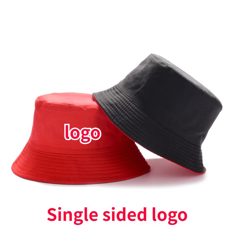 Wendbarer Bob-Mann Sommer-Eimerhüte Herren Damen Baumwolle Fischerkappen Outdoor Jubiläum Chapeau Panama-Hut Benutzerdefiniertes Logo black