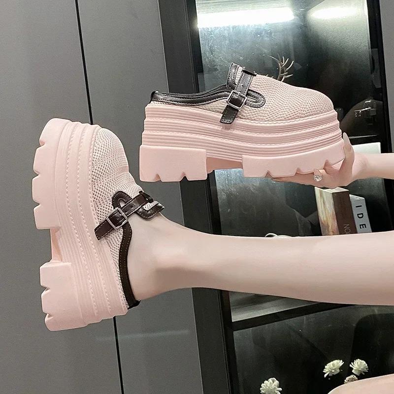 Modă 10CM Femei Tocuri Înalte Adidași Groși Nou Vară Femei Cataramă Platformă Papuci Sandale cu Pană Pantofi Diapozitive Zandalias De Mujer