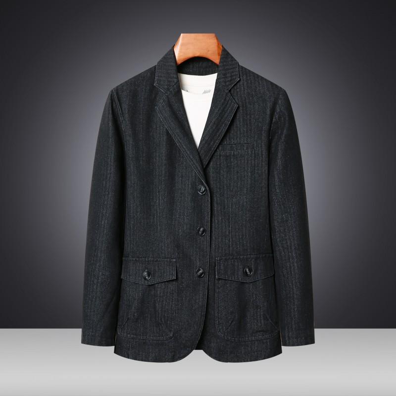 Mens Relaxed Fit Casual Denim Blazer Jacket Lightweight