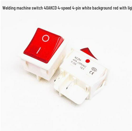 40A High-Power KCD4 Rocker Switch for Welding Machine with Light, Ship-Shaped, Four-Pin, Red/Green