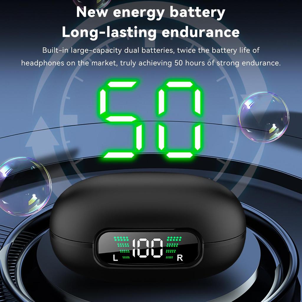 VAORLO Bezprzewodowe słuchawki o niskim opóźnieniu Zacisk na ucho Bezbolesne noszenie Muzyka stereo z cyfrowym wyświetlaczem mikrofonu dla wszystkich smartfonów