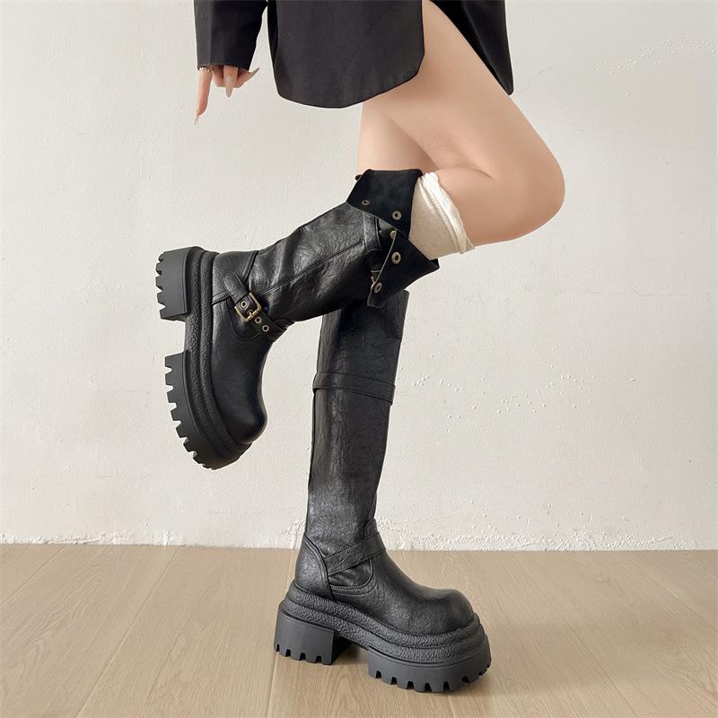 Queen Van Meillard style platform boots women's boots 2025 new autumn with skirt slim knight boots