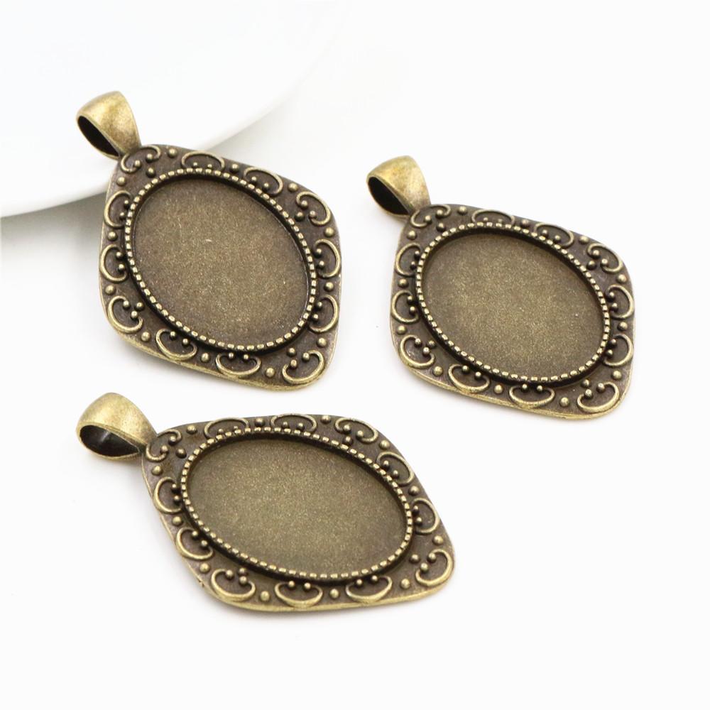 10 Stück 18x25mm Innenmaß Ovaler Anhänger Cabochon Leere Basis Fassung Fassungsschale DIY Halskette Schmuckherstellung Zubehör Fundstücke
