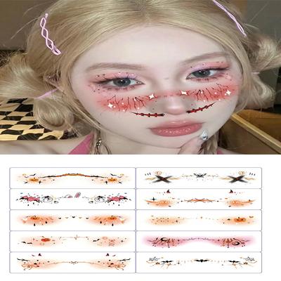 10pcs Halloween Vampire Bat Fake Freckles Temporary Tattoo Stickers For Child WomanHot Stamping Freckles Makeup Party Face Makeu