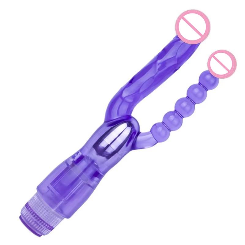 Silicone Soft Double Penetration Vibrator Sex Toys For Women Couples Strapon Dildo Anal Plug G Spot Stimulator Vagina Massage