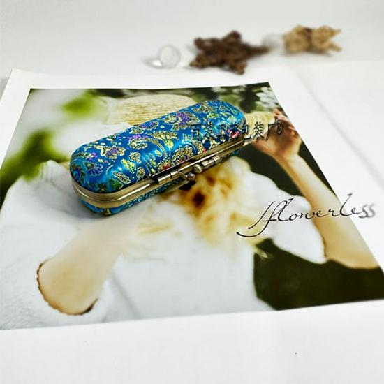 Vintage Brocade Embroidered Lipstick Case with Mirror