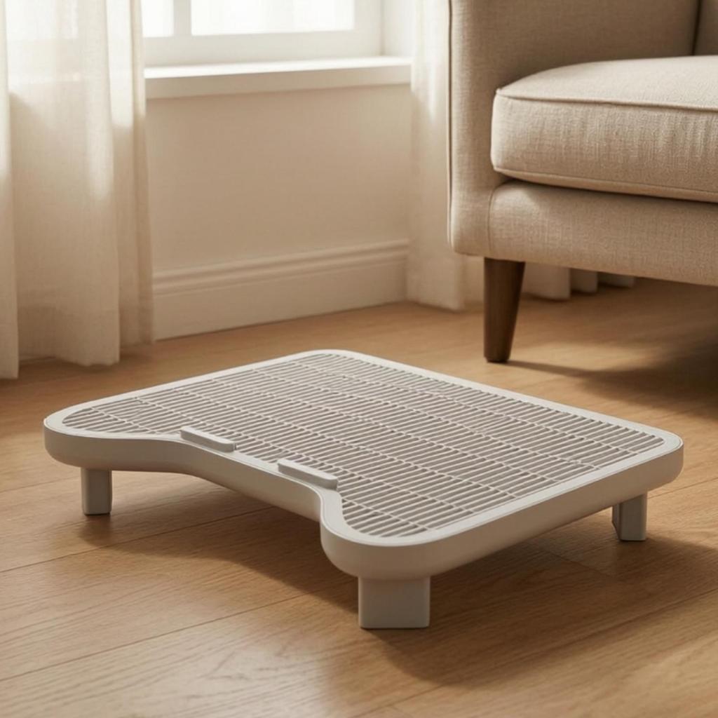 Cat Litter Tray with Grid Box Step Sand Control for Cats