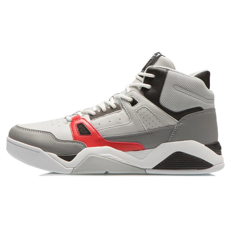 New LINING Vintage Basketball Shoes Men's Mid Top Microcrystalline Gray/Frost Gray AGBR083-4