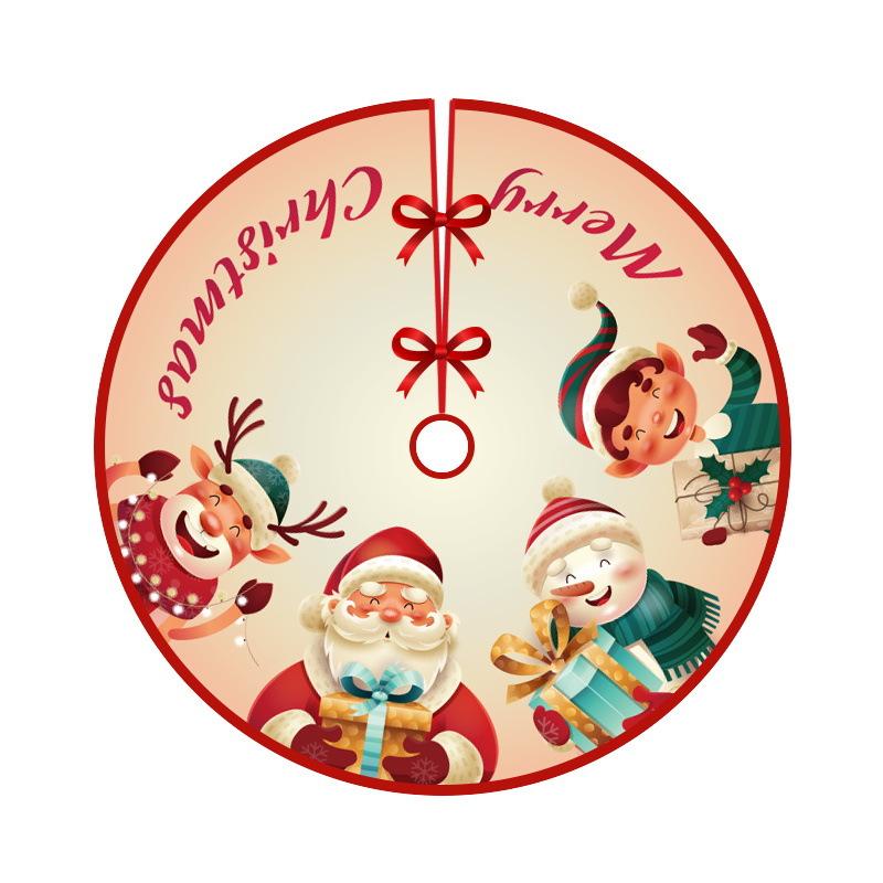 90cm Christmas Tree Skirt Red Rustic Snowflake Santa Claus Printed Xmas Tree Carpet Christmas Decor Mat New Year Decor For Home