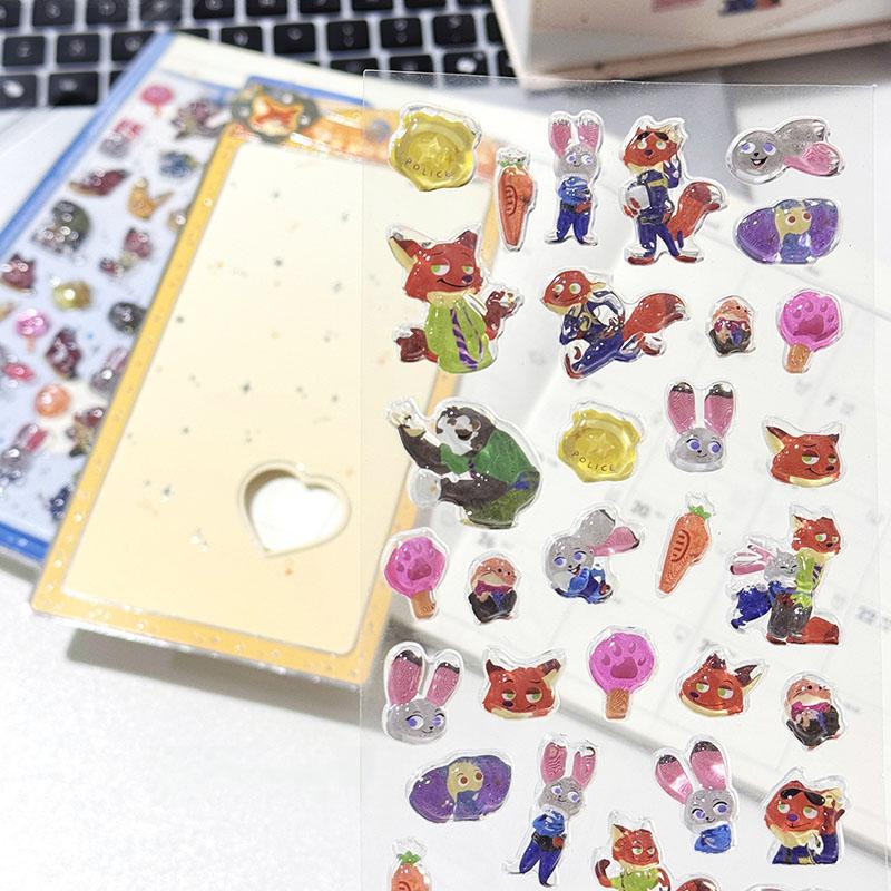 Disney Zootopia 3D Embossed Crystal Sticker Cute Cartoon Judy Nick DIY Mobile Phone Decoration Sticker Student Stationery Gift