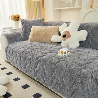 Modernes und einfaches langhaariges Plüsch-Sofa-Kissen in Unifarben, universell für vier Jahreszeiten, ultraweich, dick, rutschfest, Sofa-Kissenhandtuch