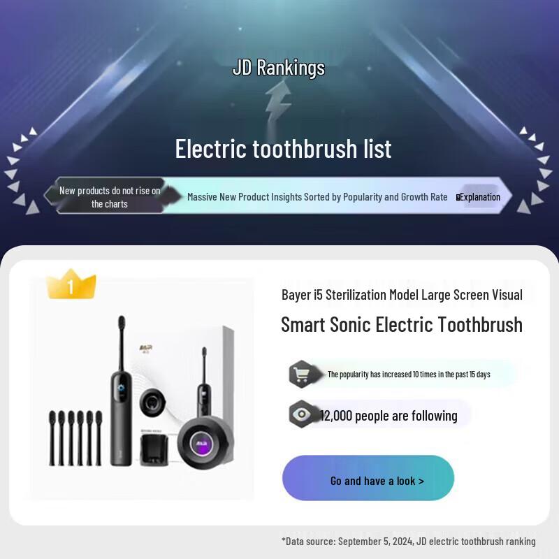Bayer i5 Smart Sonic Electric Toothbrush with Visual Display & Disinfection CN plug (adapter included)