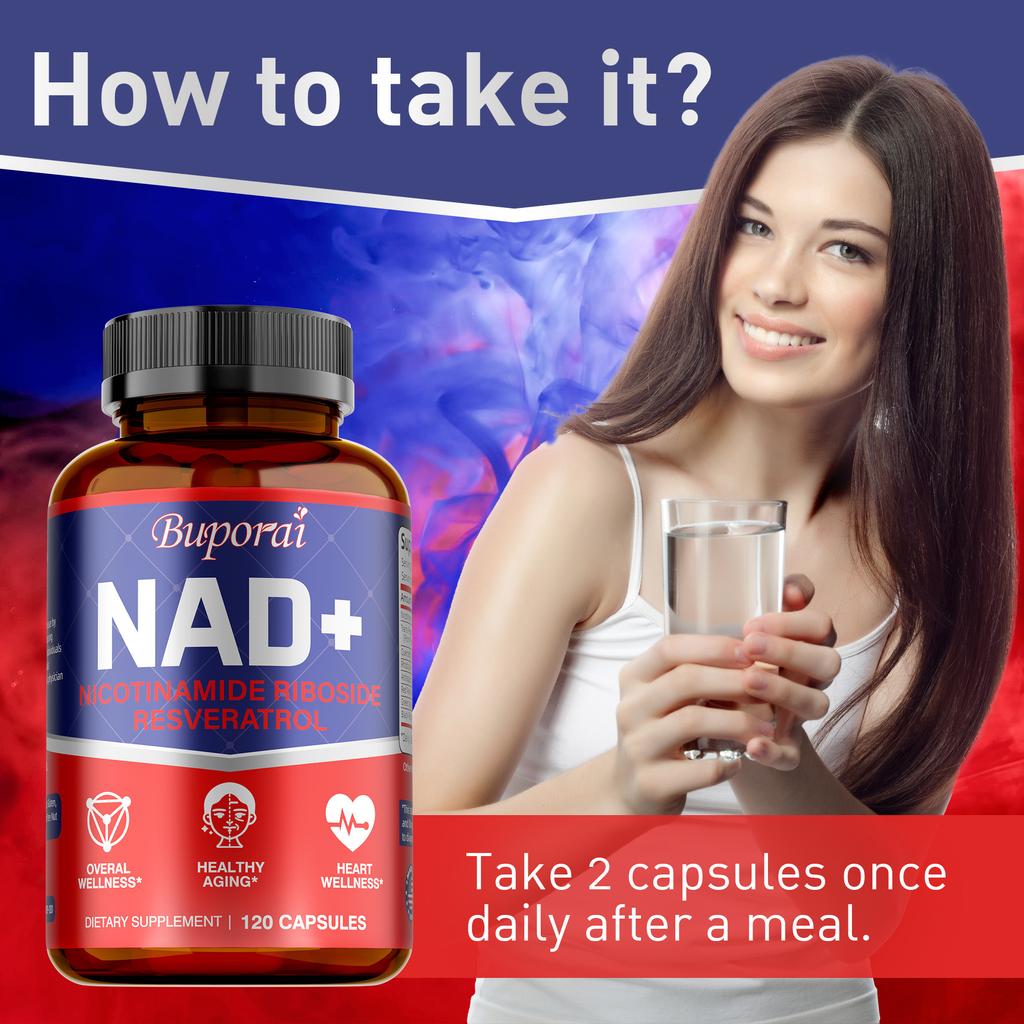 Buporai NAD+ Dietary Supplement, Contains Nicotinic Riboside and Resveratrol, Daily Nutritional Supplement