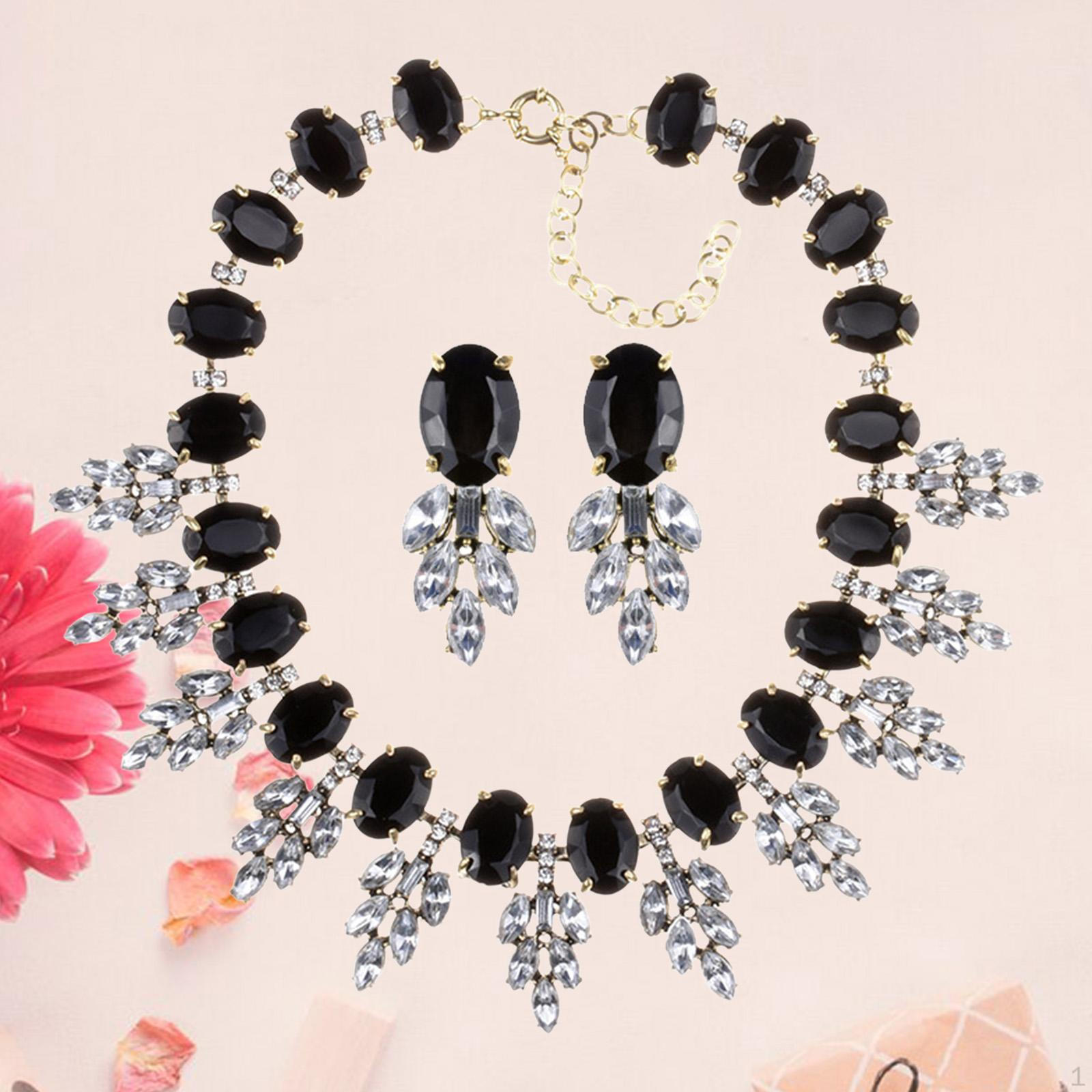 

Комплект Ожерелье Серьги Биб Сплав Акрил Элегантный Заявление Свадебные Свадебные Ювелирные Изделия для чёрный