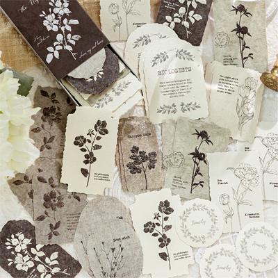 30 Sheets/Box PET Stickers Light Retro Embossed Note Hand Account Sticker Creative Collage Material DIY Greeting Card Decoration
