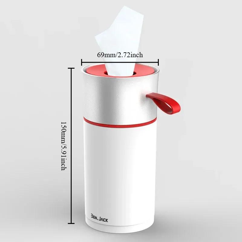 Car Interior Hanging Decor - High-end Cylinder Metal Tissue Box, Aluminum Alloy Tissue Holder, Accessories
