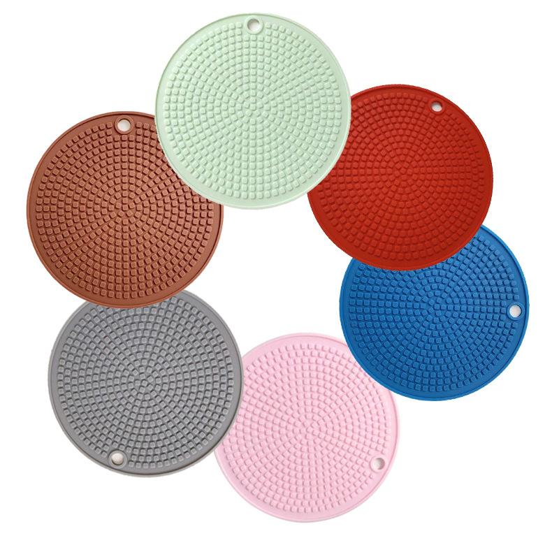 Silicone placemat Round pot mat High temperature resistant and anti-scalding Household casserole mat Anti-scalding table mat Dining table insulation