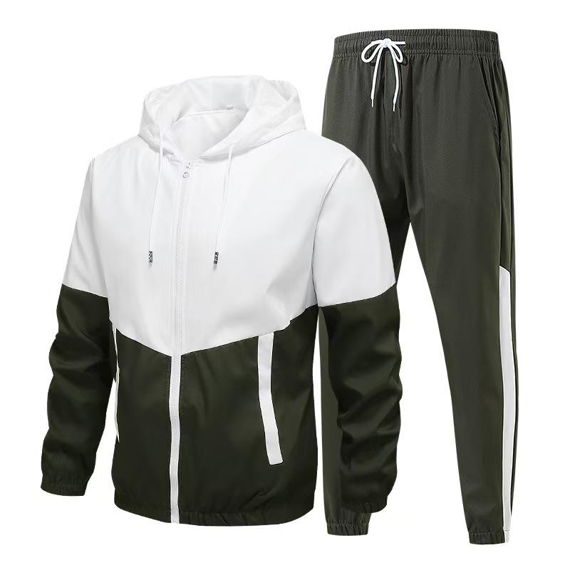 Men's Korean Style Autumn Sportswear Set - Hooded Top and Cuffed Pants