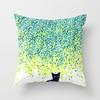 Green Plant Geometric Cushion Cover Peach Leather Fleece Home Pillow Case Sofa Office Cushion Head Back Cover