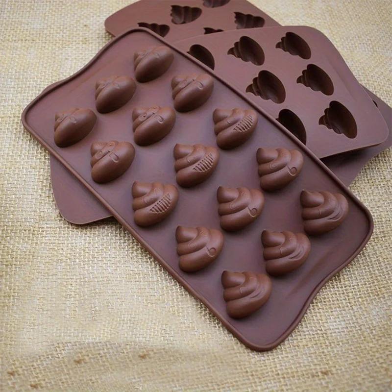15 Lattices Creative Handmade Shit Faeces Shape Food Grade Silicone Cake Mold Chocolate Candy Silicone Mold DIY Baking Tools