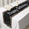 Colorful Polka Dot Pattern Decorative Table Runner, Happy Birthday Theme Polyester Table Flag, Birthday Party Table Ornament