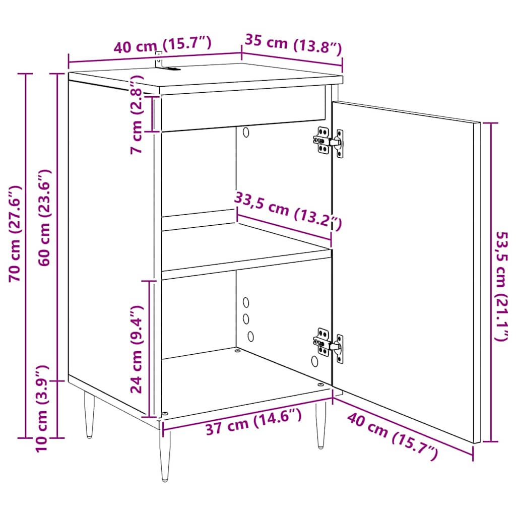 Sideboard 2 Pcs Black Oak Look 40 X 35 X 70 Cm